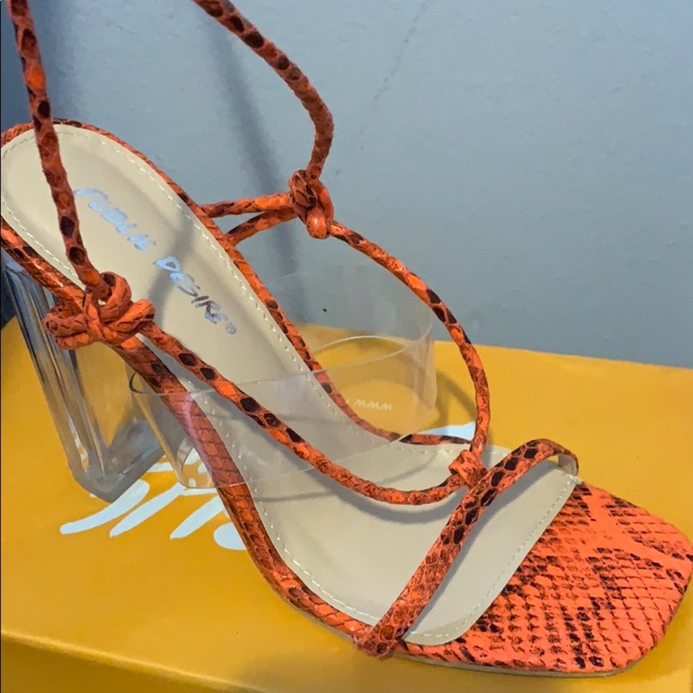 Neon snake wrap heel